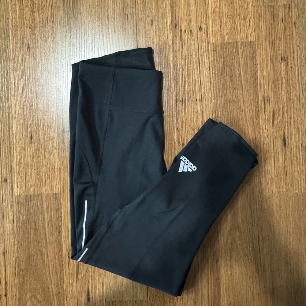 Adidas Black Leggings with Stretchy Fit and Ankle Zipper